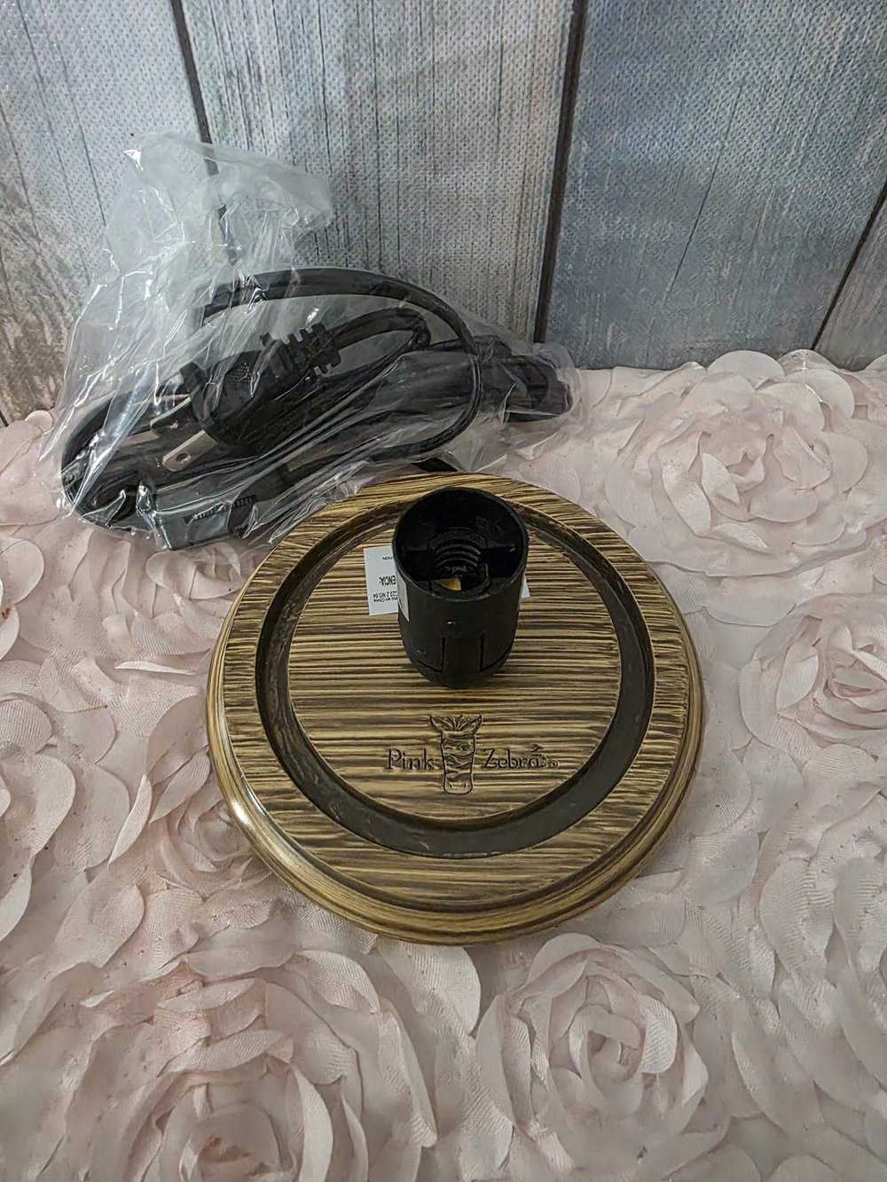 Pink Zebra Woodgrain Lamp Base